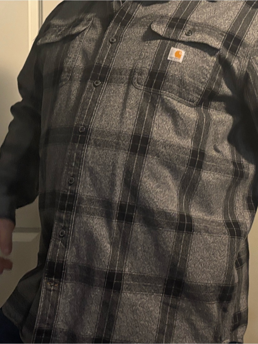 Carhartt Men’s Gray and Black Plaid Lightweight Work Shirt Jacket